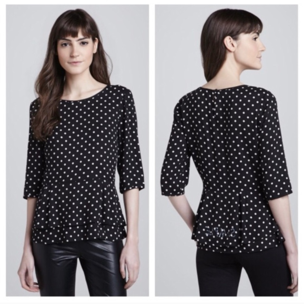 French Connection Ziggy Polka Dot Peplum Top sz 12